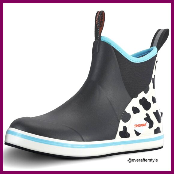 Waterproof Ankle Rain Boots Non-Slip Rubber Deck Footwear